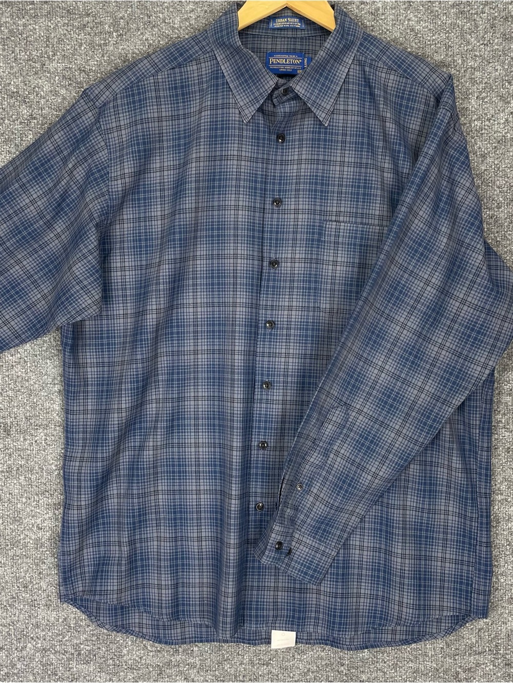 Pendleton Urban Shirt Men’s Size XXLT Long Blue Plaid Worsted Wool Button Up EXC